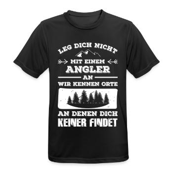 Angler - Männer T-Shirt atmungsaktiv - Schwarz - Vorne - AI Model Male 178 light (178cm)