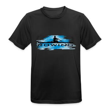 Rudern, Ruderer und Wasser - Männer T-Shirt atmungsaktiv - Schwarz - Vorne - AI Model Male 178 light (178cm)