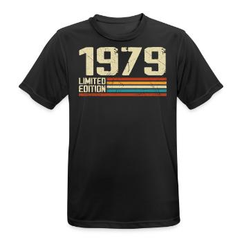 Vintage 1979 Retro Birthday - Born in 1979 - Men's Breathable T-Shirt - black - Front - AI Model Male 178 light (178cm)