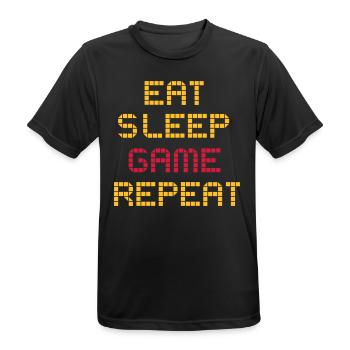 Eat Sleep Game Repeat - Cooler Spruch Gamer Zocker - Männer T-Shirt atmungsaktiv - Schwarz - Vorne - AI Model Male 178 light (178cm)