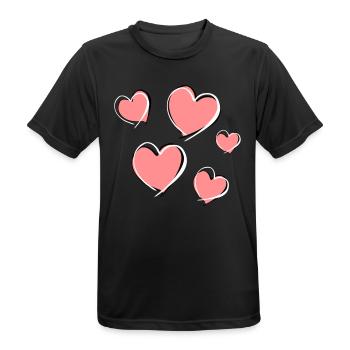 five hearts - symbol of love - Men's Breathable T-Shirt - black - Front - AI Model Male 178 light (178cm)
