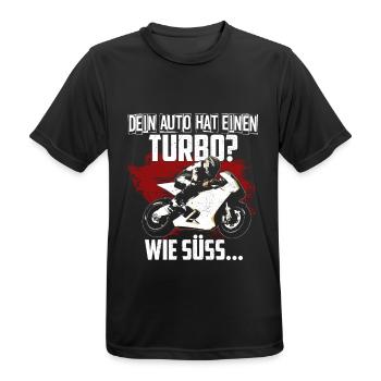 Motorrad Rennmaschine Turbo - Männer T-Shirt atmungsaktiv - Schwarz - Vorne - AI Model Male 178 light (178cm)