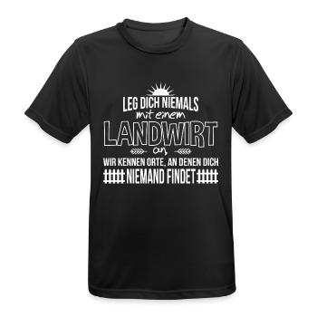 Leg dich niemals mit einem Landwirt an, wir kennen - Männer T-Shirt atmungsaktiv - Schwarz - Vorne - AI Model Male 178 light (178cm)