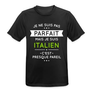 Je ne suis pas parfait mais je suis Italien - T-shirt respirant Homme - noir - Devant - AI Model Male 178 light (178cm)