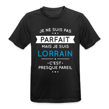 Je ne suis pas parfait mais je suis Lorrain - T-shirt respirant Homme - noir - Devant - AI Model Male 178 light (178cm)