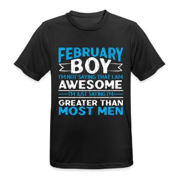 Février Anniversaire des hommes - T-shirt respirant Homme - noir - Devant - AI Model Male 178 light (178cm)