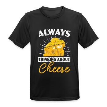 Always think of cheese Cheesy Cheese Foodie - Men's Breathable T-Shirt - black - Front - AI Model Male 178 light (178cm)