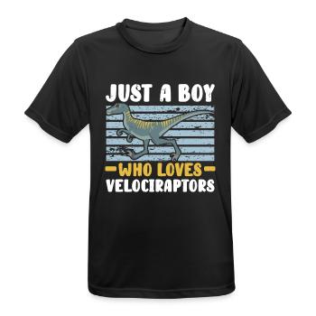 Just A Boy Who Loves Velociraptors Dinosaur Dino - Men's Breathable T-Shirt - black - Front - AI Model Male 178 light (178cm)