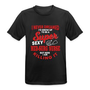 Medical-surgical nurse saying - Men's Breathable T-Shirt - black - Front - AI Model Male 178 light (178cm)