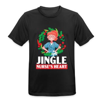 Jingle Nurse's Heart Nursing Medical - Men's Breathable T-Shirt - black - Front - AI Model Male 178 light (178cm)
