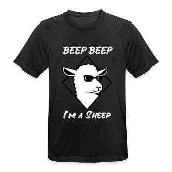 Sheep Beep Beep I ma Sheep Sunglasses Cool - Men's Breathable T-Shirt - black - Front - AI Model Male 178 light (178cm)