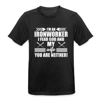 Great metallurgical shirt - Men's Breathable T-Shirt - black - Front - AI Model Male 178 light (178cm)
