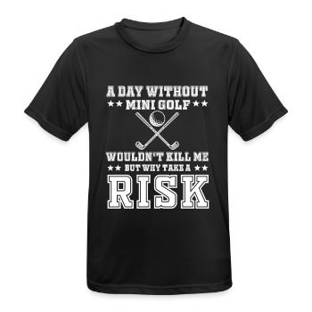 Funny golf saying - Men's Breathable T-Shirt - black - Front - AI Model Male 178 light (178cm)