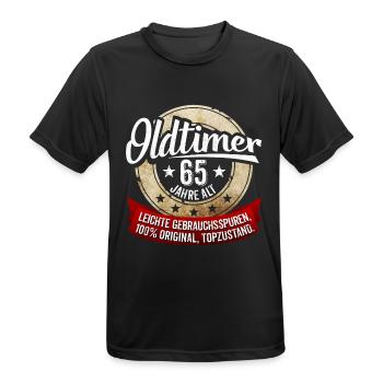 Zum 65. Geburtstag! - Männer T-Shirt atmungsaktiv - Schwarz - Vorne - AI Model Male 178 light (178cm)