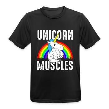 Unicorn Muscles Einhorn Muskeln Bodybuilding Fit - Männer T-Shirt atmungsaktiv - Schwarz - Vorne - AI Model Male 178 light (178cm)