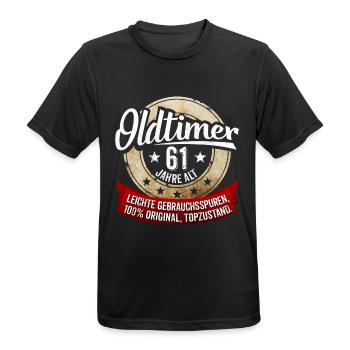 Zum 61. Geburtstag! - Männer T-Shirt atmungsaktiv - Schwarz - Vorne - AI Model Male 178 light (178cm)