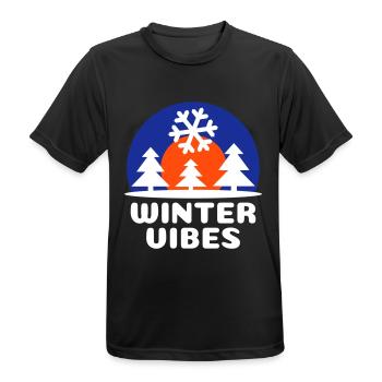 Ambiance hivernale (soleil, voûte céleste, flocon de neige) - T-shirt respirant Homme - noir - Devant - AI Model Male 178 light (178cm)