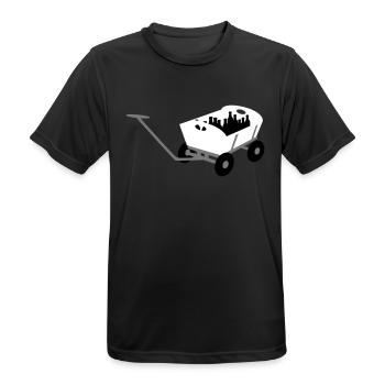 t-shirt bedrucken mit motiv "bollerwagen" für - Männer T-Shirt atmungsaktiv - Schwarz - Vorne - AI Model Male 178 light (178cm)