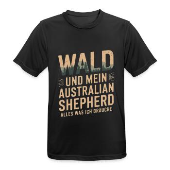 Wald und mein Australian Shepherd - Männer T-Shirt atmungsaktiv - Schwarz - Vorne - AI Model Male 178 light (178cm)