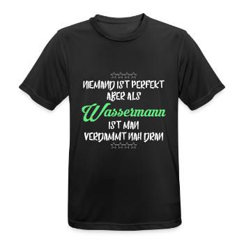WASSERMANN WASSERMÄNNER SIND PERFEKT - Männer T-Shirt atmungsaktiv - Schwarz - Vorne - AI Model Male 178 light (178cm)