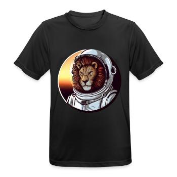 Lion Astronaut - Adventurous Space Design - Men's Breathable T-Shirt - black - Front - AI Model Male 178 light (178cm)