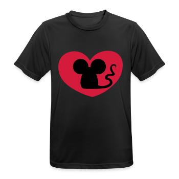 Mouse in love / Mouse in love / souris amoureuse - Men's Breathable T-Shirt - black - Front - AI Model Male 178 light (178cm)