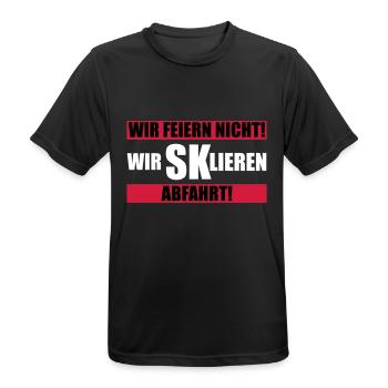 Wir feiern nicht wir SKlieren | farben änderbar - Männer T-Shirt atmungsaktiv - Schwarz - Vorne - AI Model Male 178 light (178cm)
