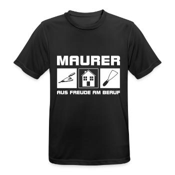 Maurer - Aus Freude am Beruf - Männer T-Shirt atmungsaktiv - Schwarz - Vorne - AI Model Male 178 light (178cm)