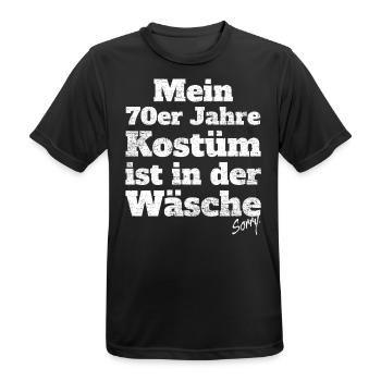My 70s costume in the laundry motto party - Men's Breathable T-Shirt - black - Front - AI Model Male 178 light (178cm)