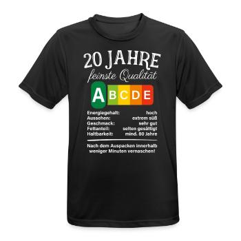 20 Jahre Feinste Qualität Geschenk 20. Geburtstag - Männer T-Shirt atmungsaktiv - Schwarz - Vorne - AI Model Male 178 light (178cm)