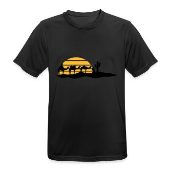 sonne streifen karawane haendler reise kaktus kame - Männer T-Shirt atmungsaktiv - Schwarz - Vorne - AI Model Male 178 light (178cm)
