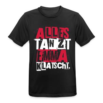 ALLES TANZT EMMA KLATSCHT. - Männer T-Shirt atmungsaktiv - Schwarz - Vorne - AI Model Male 178 light (178cm)