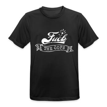 Fuck the Cops - police polizei - wir hassen Bullen - Männer T-Shirt atmungsaktiv - Schwarz - Vorne - AI Model Male 178 light (178cm)