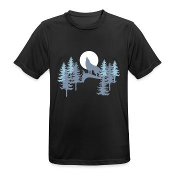 Wildnis Alaska Wolf Mond Bäume Wald - Männer T-Shirt atmungsaktiv - Schwarz - Vorne - AI Model Male 178 light (178cm)