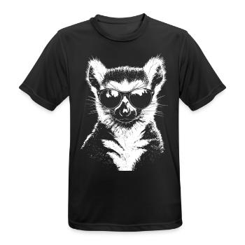 Lunettes de soleil drôle de lémurien - T-shirt respirant Homme - noir - Devant - AI Model Male 178 light (178cm)
