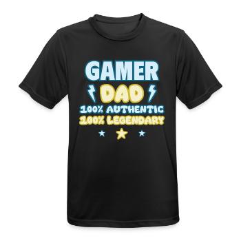 Gaming Dad,Father's Day Gift,Legendary,Geek,Gamer - Men's Breathable T-Shirt - black - Front - AI Model Male 178 light (178cm)