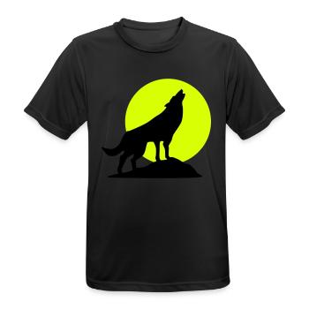 Wolf und Vollmond - Männer T-Shirt atmungsaktiv - Schwarz - Vorne - AI Model Male 178 light (178cm)
