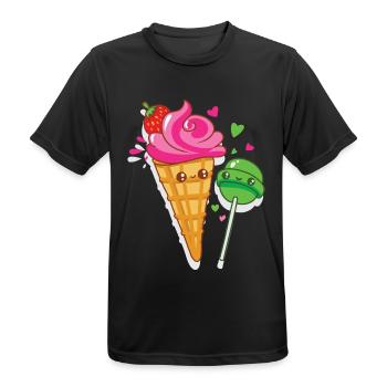 Happy ice cream and lollipops are in love - Men's Breathable T-Shirt - black - Front - AI Model Male 178 light (178cm)