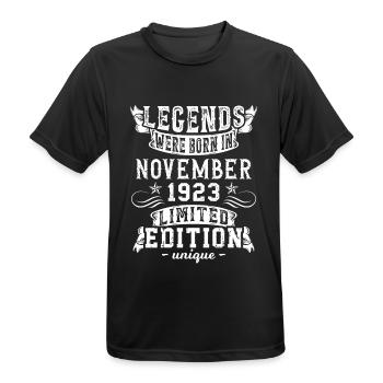 Anniversaire Novembre 1923 année Edition Limitée - T-shirt respirant Homme - noir - Devant - AI Model Male 178 light (178cm)