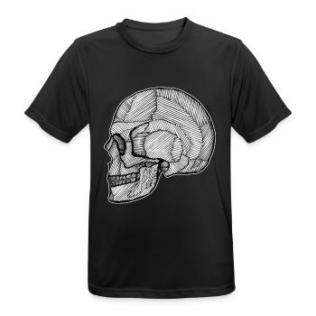 Skull_Lines.png - Männer T-Shirt atmungsaktiv - Schwarz - Vorne - AI Model Male 178 light (178cm)