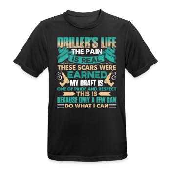 Driller's Life The Pain Is Real - Men's Breathable T-Shirt - black - Front - AI Model Male 178 light (178cm)
