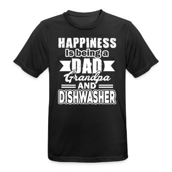 Happiness Is Being A Dad Grandpa and Dishwasher - Men's Breathable T-Shirt - black - Front - AI Model Male 178 light (178cm)