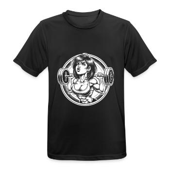 Comic Kraftsportlerin Design - Bodybuilding Frau - Männer T-Shirt atmungsaktiv - Schwarz - Vorne - AI Model Male 178 light (178cm)