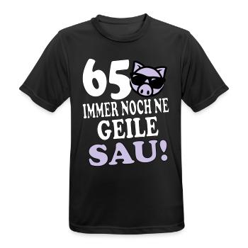 Sprüche Geburtstag Geile Sau 65 - Männer T-Shirt atmungsaktiv - Schwarz - Vorne - AI Model Male 178 light (178cm)