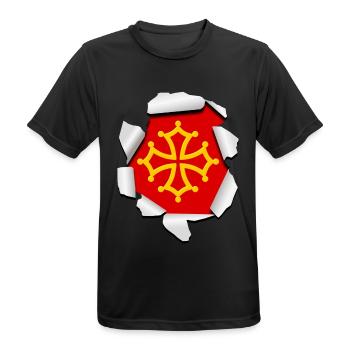 Croix Occitane - T-shirt respirant Homme - noir - Devant - AI Model Male 178 light (178cm)