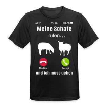 Meine Schafe rufen Schäfer Schaf lustig Bauernhof - Männer T-Shirt atmungsaktiv - Schwarz - Vorne - AI Model Male 178 light (178cm)