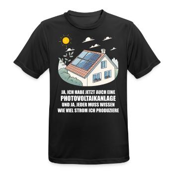 Photovoltaikanlage, Solarstrom, Sonnenenergie - Männer T-Shirt atmungsaktiv - Schwarz - Vorne - AI Model Male 178 light (178cm)