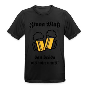 Zwoa Maß San Bessa Ois Wia Oans! (Bier Trinken) - Männer T-Shirt atmungsaktiv - Schwarz - Vorne - AI Model Male 178 light (178cm)