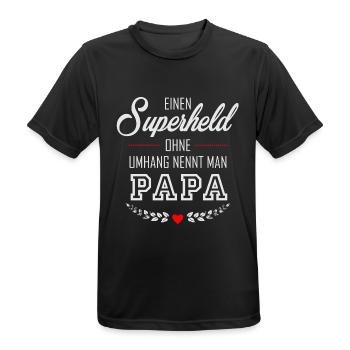 Superheld Papa - Männer T-Shirt atmungsaktiv - Schwarz - Vorne - AI Model Male 178 light (178cm)