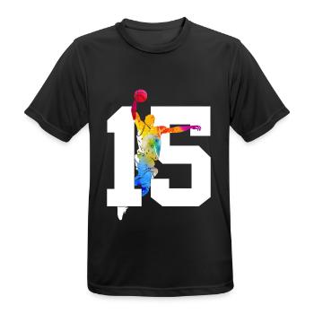 NUMMER 15 BASKETBALL 15. GEBURTSTAG - Männer T-Shirt atmungsaktiv - Schwarz - Vorne - AI Model Male 178 light (178cm)